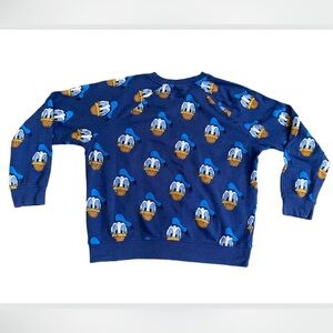 Disney Blue Donald Duck Face Graphic Sweatshirt Large